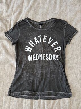 Express Gray Graphic 'Whatever Wednesday' Short Sleeve T-shirt S